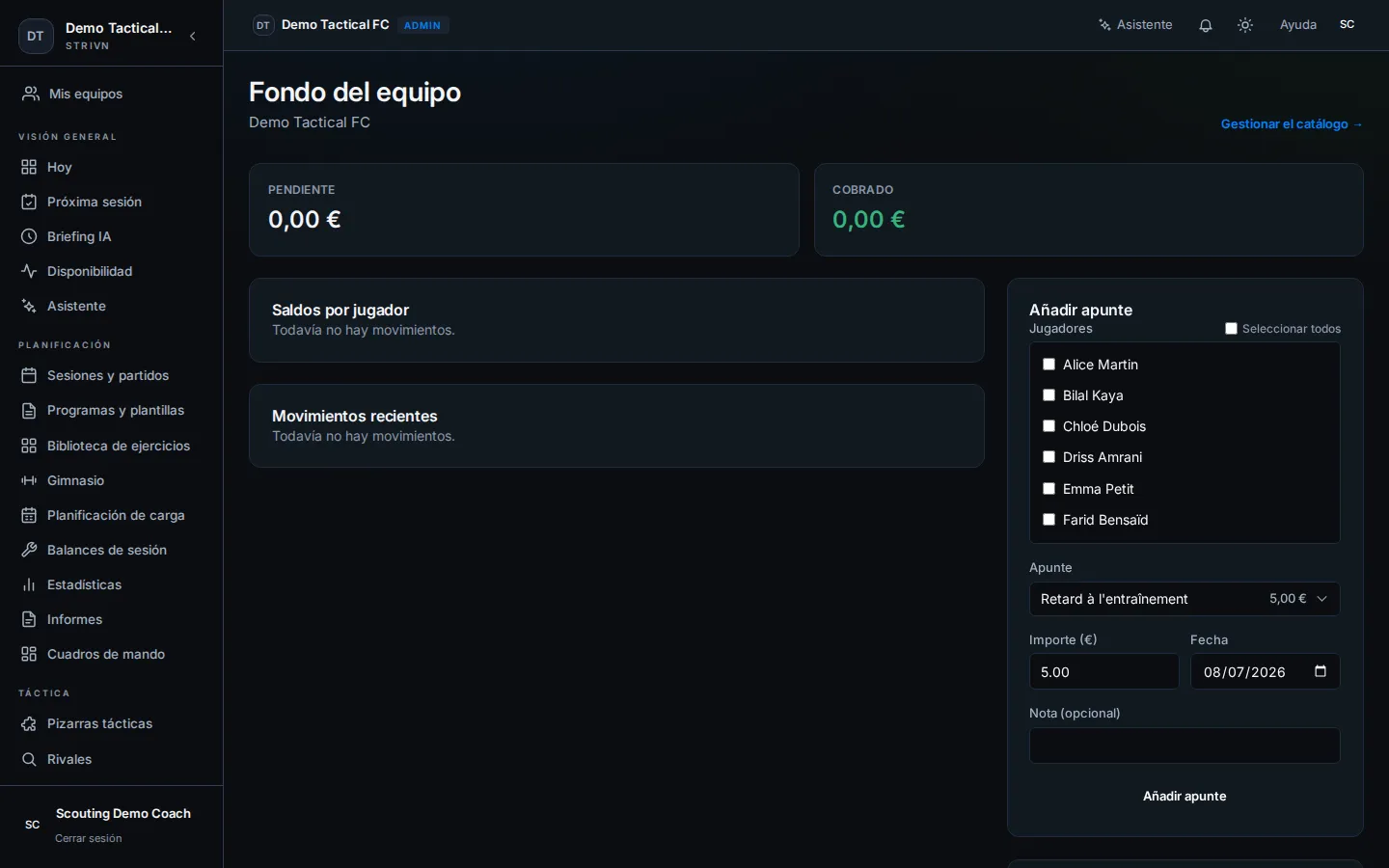 Mis multas — saldo pendiente e historial en la app del jugador
